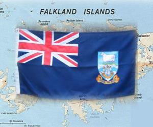 Puzzle Σημαία των νησιών Φόκλαντ, βρετανικό υπερπόντιο έδαφος στο νότιο Ατλαντικό